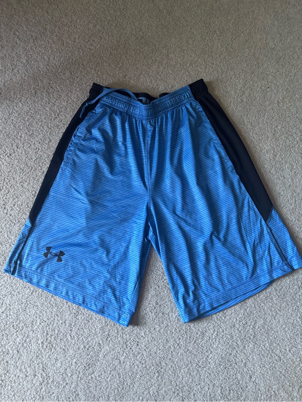 Under Armour Men’s Sky Blue Athletic Shorts with Black Side Panels